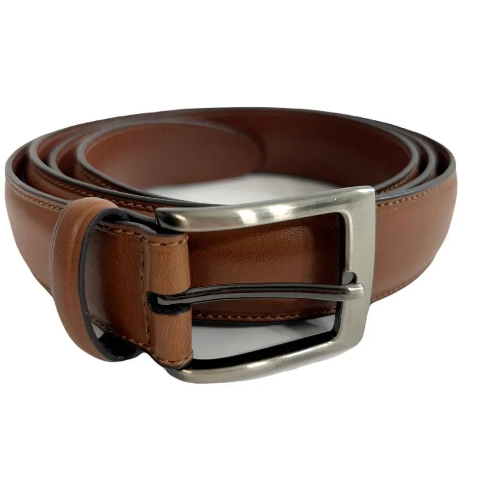 Perry Ellis Leather Belt Mens 48 Big Tall Brown Bonded‎ Leather Casual Dress